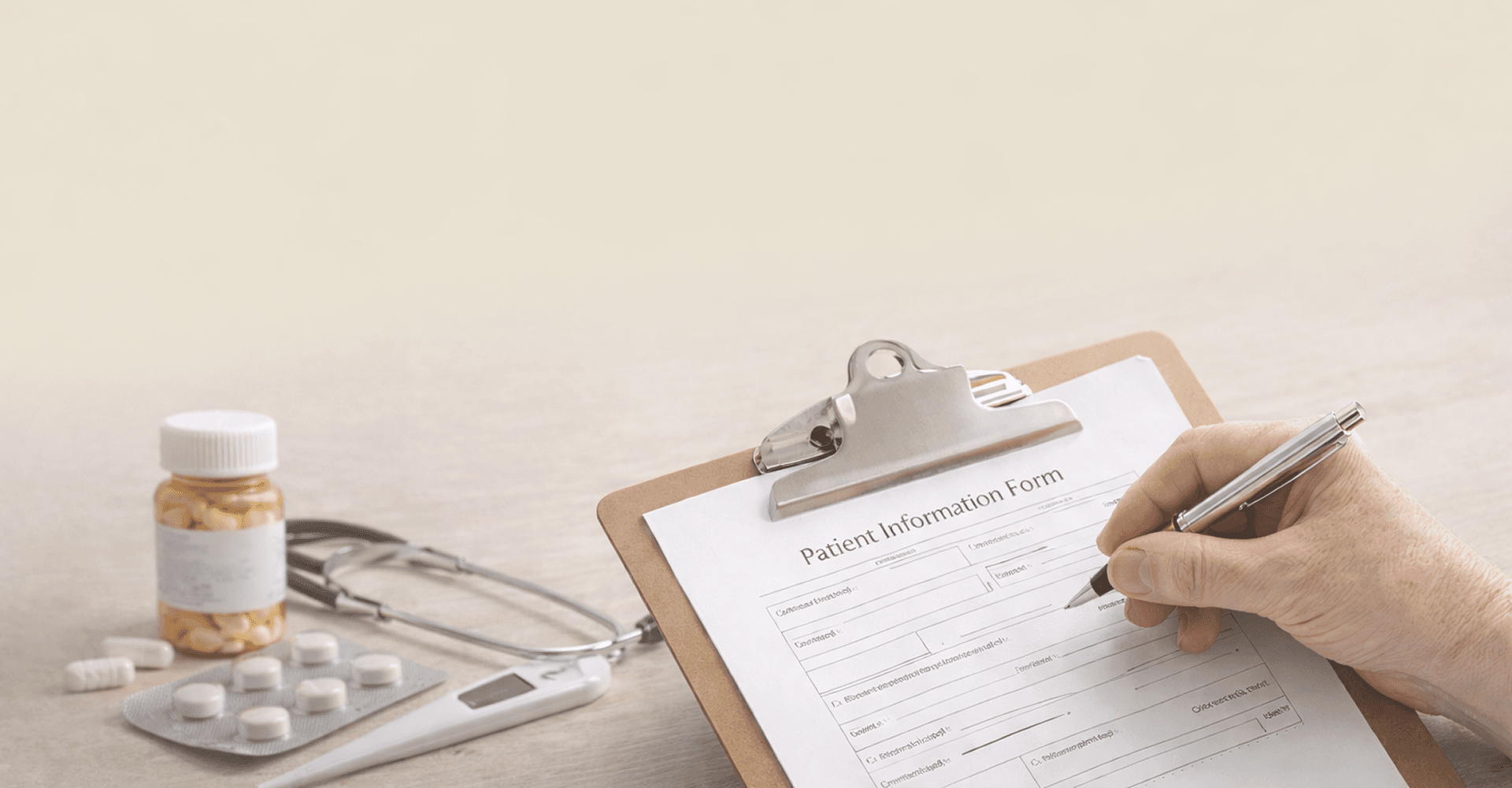 Patient information form and medical supplies