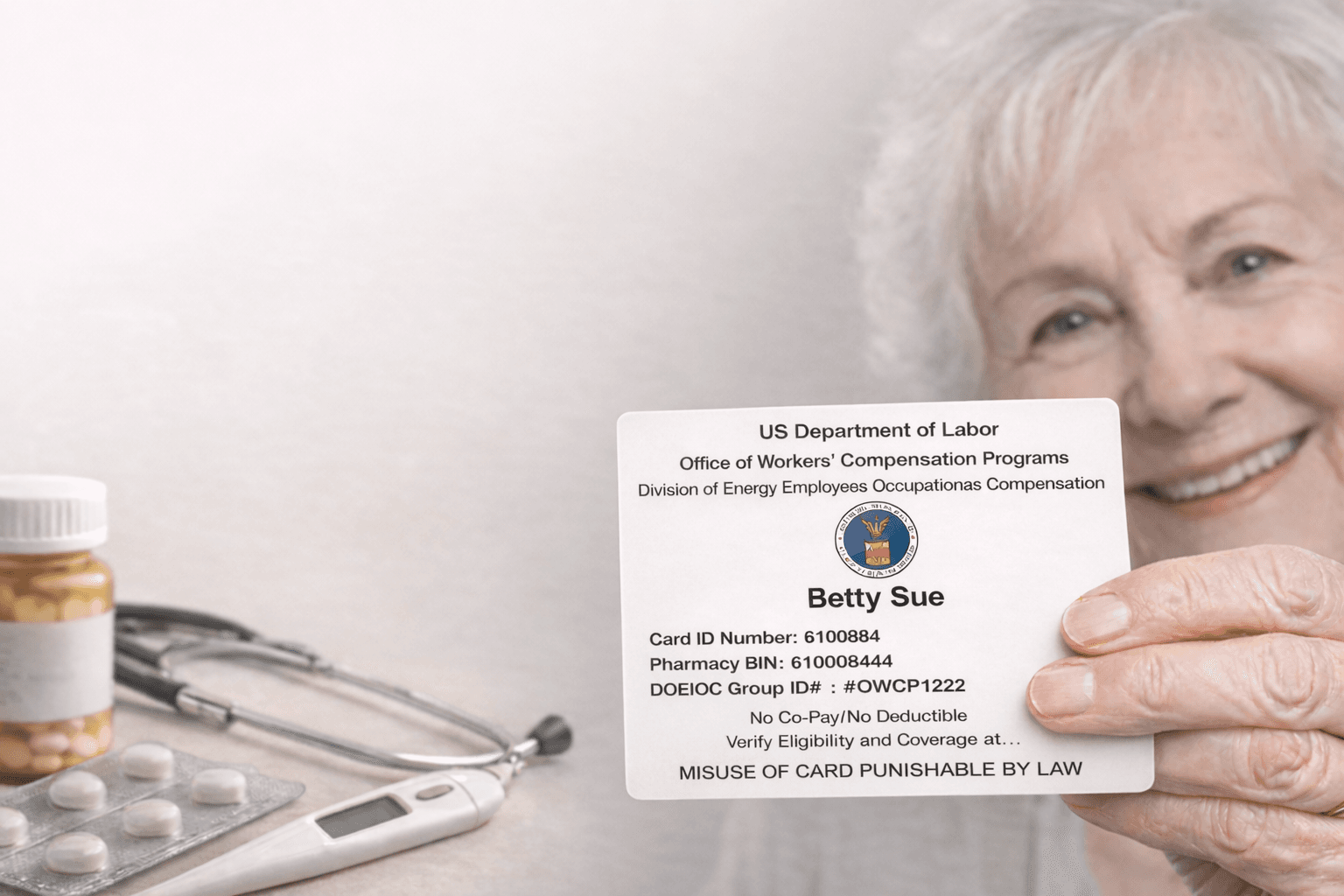 Person holding a medical benefits card