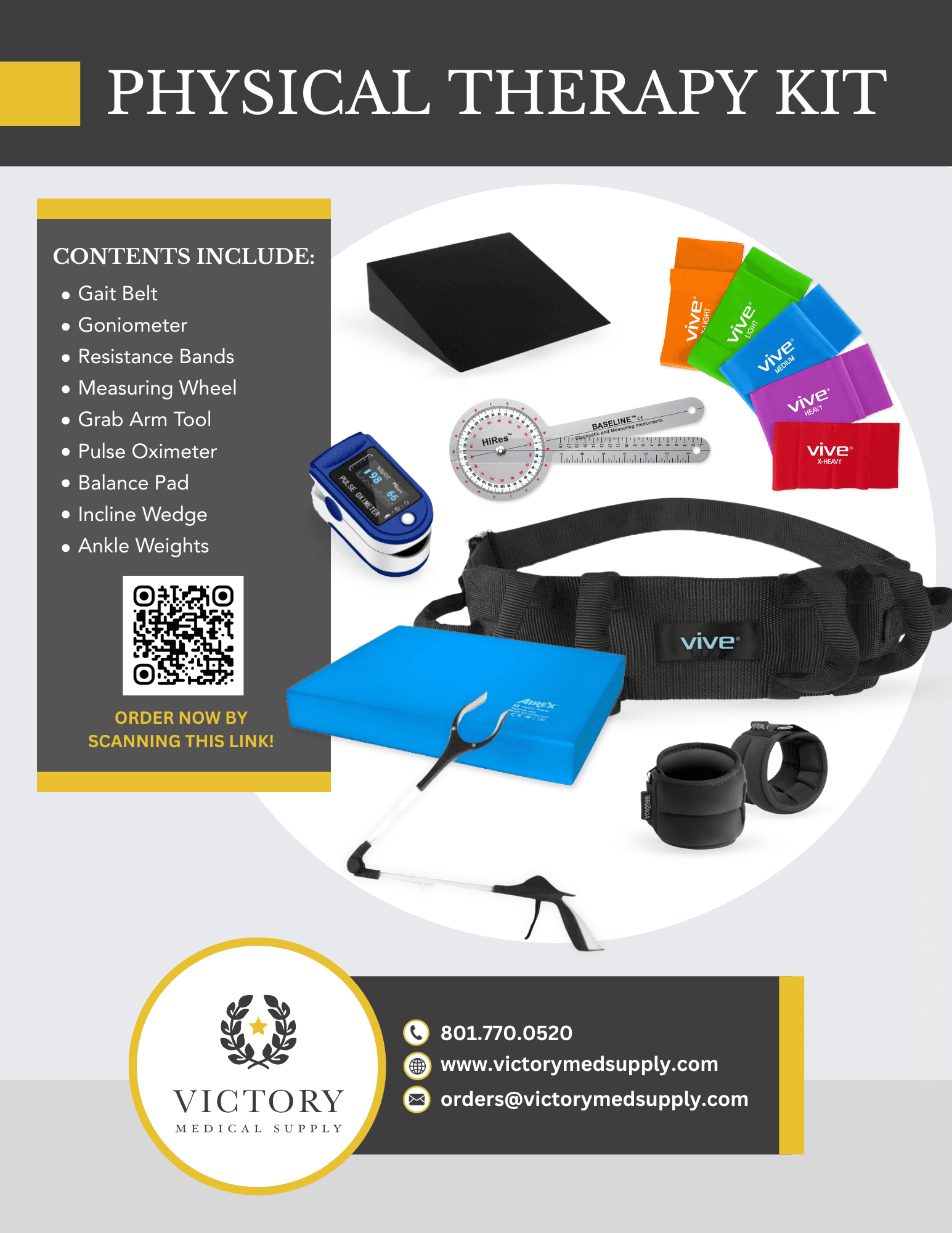 Physical therapy kit poster from Victory Medical Supply